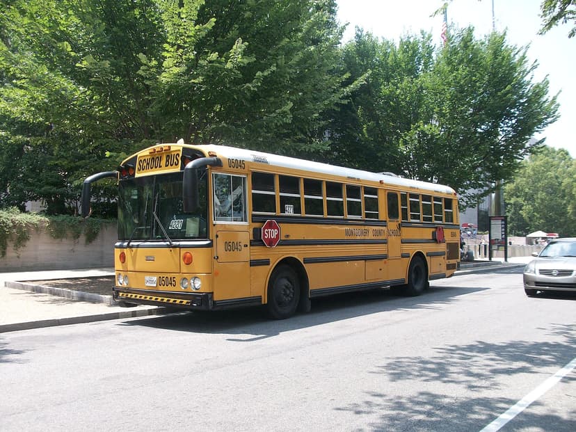School bus by a Washington DC museum